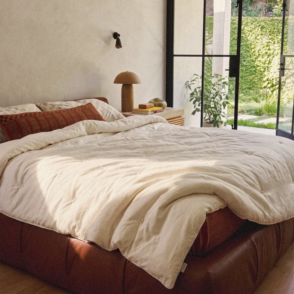 organic wool comforter from a sustainable bedding brand