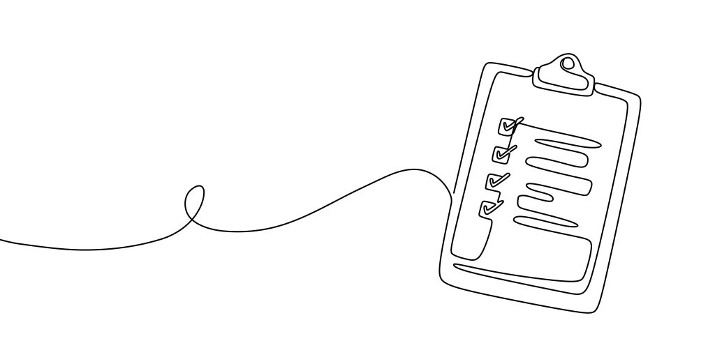 Clipboard with checklist. Continuous line one drawing. Simple line illustration. sustainable fashion checklist